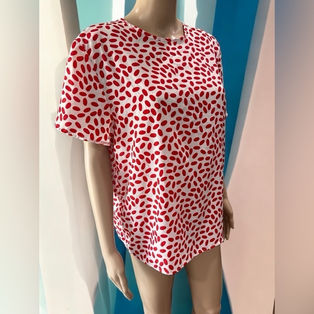 Penbrooke Lane vintage red white top shirt-M